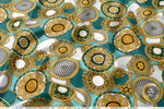 Gold Circles Apparel Fabric 3Meters+, 9 Designs | 8 Fabrics Option | Baroque Fabric By the Yard | 031