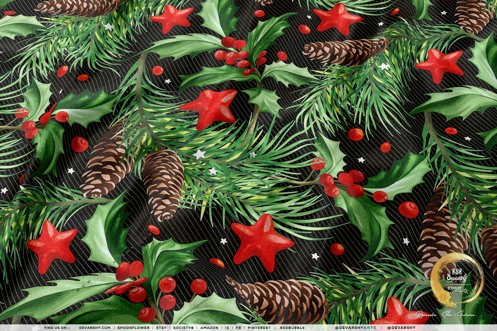Xmas Florals Apparel Fabric 3Meters+, 9 Designs | 8 Fabrics Option | Fabric By the Yard | 072