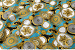 Gold Circles Apparel Fabric 3Meters+, 9 Designs | 8 Fabrics Option | Baroque Fabric By the Yard | 031