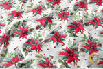 Red Poinsettia Apparel Fabric 3Meters+, 9 Designs | 8 Fabrics Option | Fabric By the Yard | 070