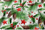 Xmas Florals Apparel Fabric 3Meters+, 9 Designs | 8 Fabrics Option | Fabric By the Yard | 072