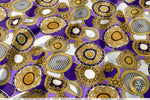 Gold Circles Apparel Fabric 3Meters+, 9 Designs | 8 Fabrics Option | Baroque Fabric By the Yard | 031