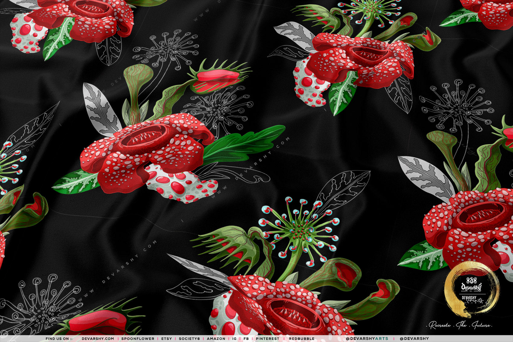 Red Poinsettia Apparel Fabric 3Meters+, 9 Designs | 8 Fabrics Option | Fabric By the Yard | 070