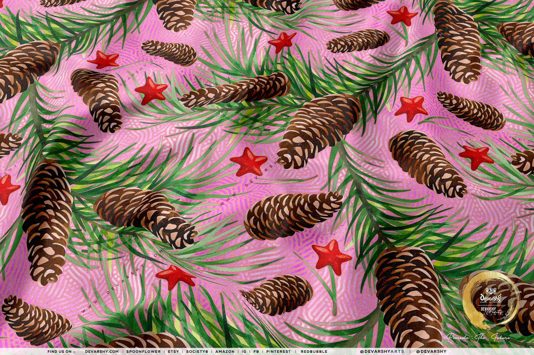 Xmas Florals Apparel Fabric 3Meters+, 9 Designs | 8 Fabrics Option | Fabric By the Yard | 072