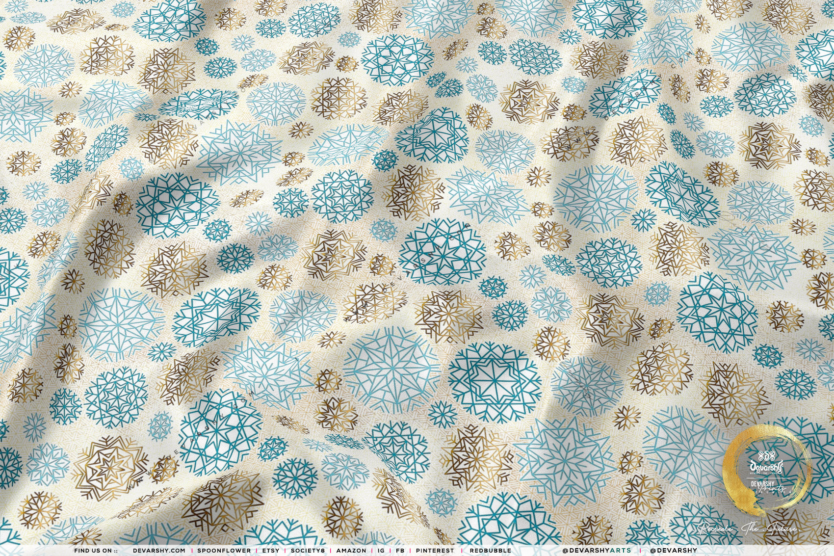 Snowflakes X-Mas Apparel Fabric 3Meters+, 9 Designs | 8 Fabrics Option | Fabric By the Yard | 071