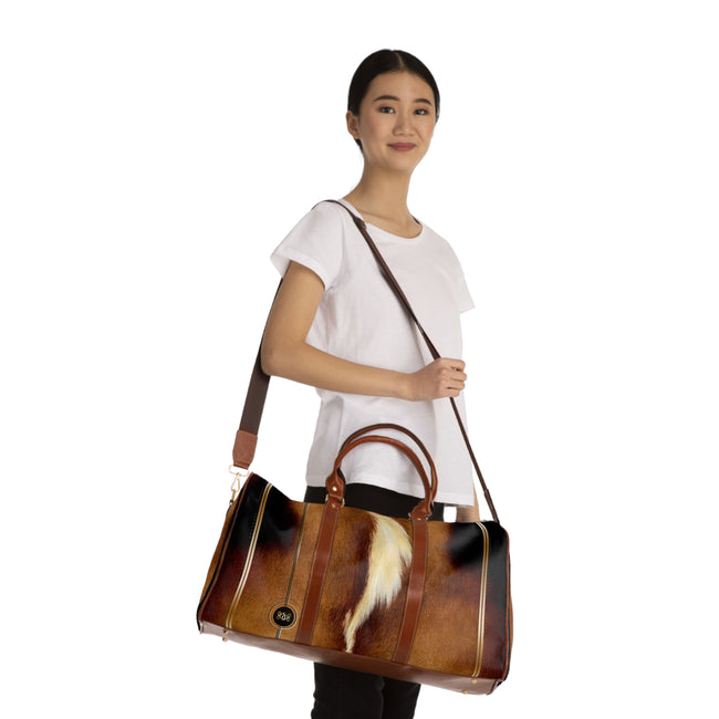 Elevate Your Style with Our Horse Skin Faux leather Bag Animal Fur Luggage Brown Duffle Bag | 11222B