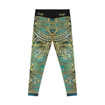 Turquoise Leggings Polynesian Art Leggings Women Sports Wear Spandex Leggings Women Aqua Lounge Wear | 100530