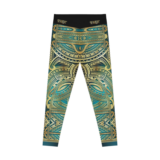 Turquoise Leggings Polynesian Art Leggings Women Sports Wear Spandex Leggings Women Aqua Lounge Wear | 100530