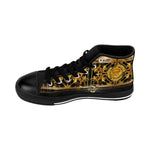 Baroque Lion Shoes, Men High-top Sneakers, Black Canvas Shoes, Golden Lion Sneakers, Baroque High Top Shoes, Best Selling Shoes | D20332