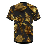 Gold Pattern T-Shirt Unisex All Over Print Tee Gold Foil Print T-Shirt Unisex Black and Gold Tee | X3339A