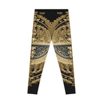 Baroque Leggings Decorative Gold Leggings Spandex Women Leggings Casual Wear Leggings Women Lounge Wear | X3454