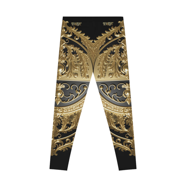 Baroque Leggings Decorative Gold Leggings Spandex Women Leggings Casual Wear Leggings Women Lounge Wear | X3454