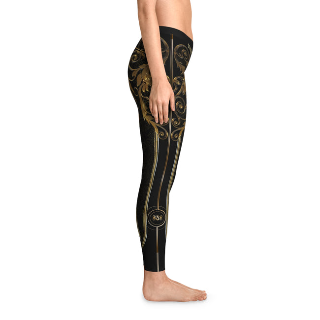 Black Baroque Leggings Women Golden Decorative Leggings Spandex Casual Leggings Best Gift Women Lounge Wear | 104922