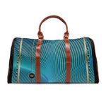 Discover Tranquility and Style with Our PU Leather Bag Turquoise Nazca Lines Bag Stripes Luggage Faux Leather Handbag | 100047