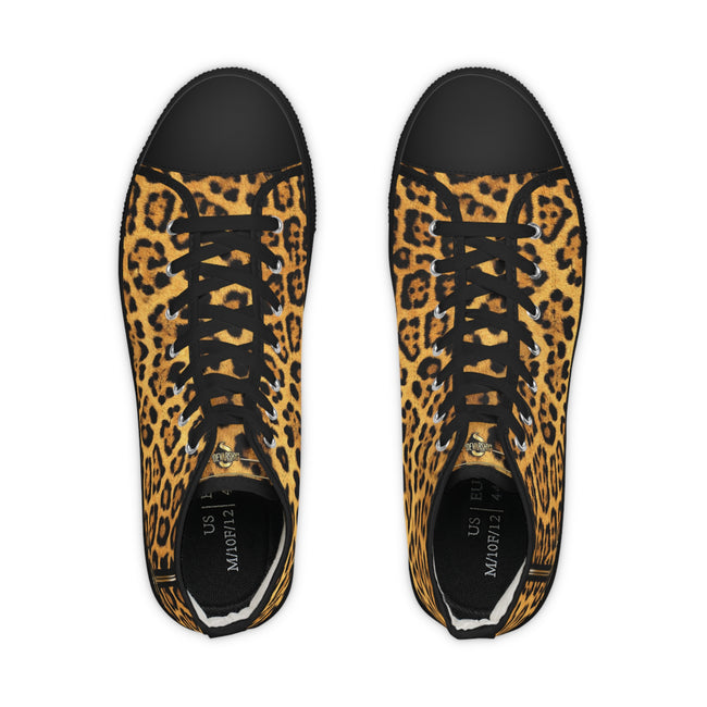 Leopard Print Shoes, Trendy High Top Sneakers, Animal Print Shoes, Fashionable Canvas Shoes, Unisex Sneakers, Leopard Print Shoes | 100167