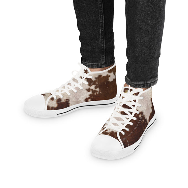 Cow Print Shoes, Best Selling High Top Sneakers, Unisex Canvas Shoes, Animal Print Sneakers, Cow Hide Shoes, Cow Print Sneakers, Unisex Hi Tops Shoes | 11222