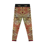 Burgundy Leggings Polynesian Art Leggings Women Sports Wear Spandex Leggings Women Red Lounge Wear | 100531