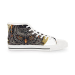 Baroque Owl Canvas Shoes, Unisex High Top Sneakers, Owl Printed Shoes, Unisex Shoes, Owl Print Sneakers, Hi Tops Canvas Shoes, Trendy Sneakers | 002