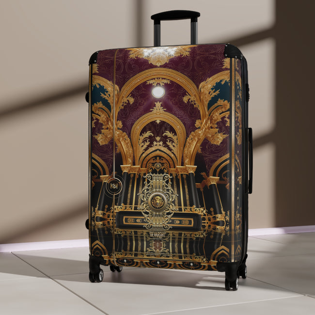 Baroque Burgundy Suitcase Golden Arch Luggage Carry-on Suitcase Hard Shell Suitcase with Wheels | D20218C