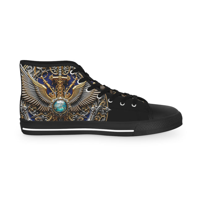 Baroque Wings Shoes, Trendy High Top Sneakers, Unisex Canvas Shoes, Fashionable Sneakers, Baroque Canvas Shoes, Coat of Arms Sneakers