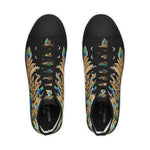 Peacock Print Shoes, High Top Sneakers, Unisex Canvas Shoes, Fashionable Sneakers, Trendy Canvas Shoes, Peacock Feathers Sneakers | X3456