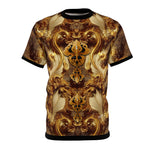 Gold Carving T-Shirt Unisex All Over Print Tee Ornate Brown Unisex T-Shirt Baroque Tee