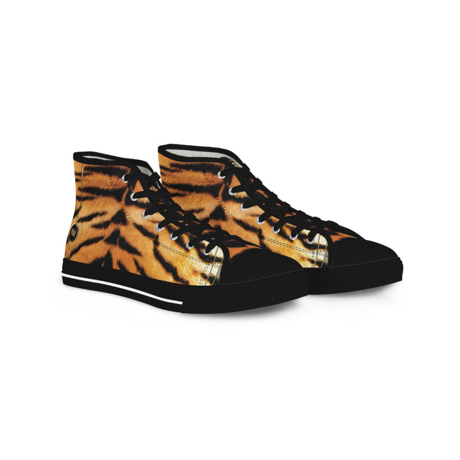 Tiger Print Shoes, Trendy High Top Sneakers, Fashionable Shoes, Animal Print Sneakers, Unisex Canvas Shoe, Tiger Print Sneakers | 100178