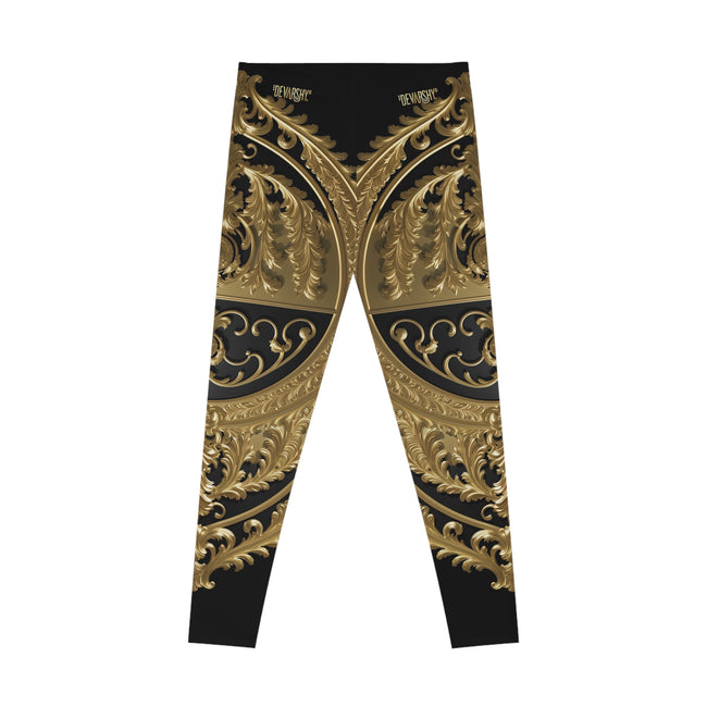 Baroque Leggings Decorative Gold Leggings Spandex Women Leggings Casual Wear Leggings Women Lounge Wear | X3454