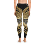 Baroque Leggings Decorative Gold Leggings Spandex Women Leggings Casual Wear Leggings Women Lounge Wear | X3454