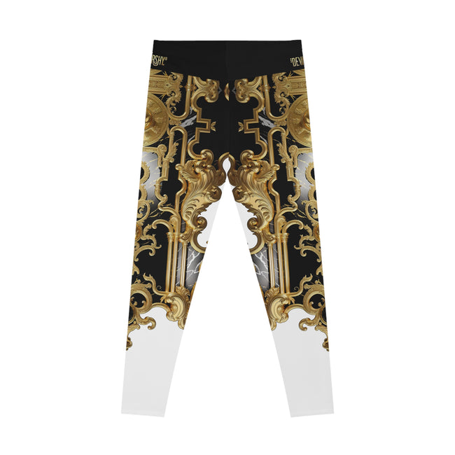 Roman Baroque Leggings Women Ornate Leggings Spandex Casual Wear Leggings Black n White Leggings | X3451