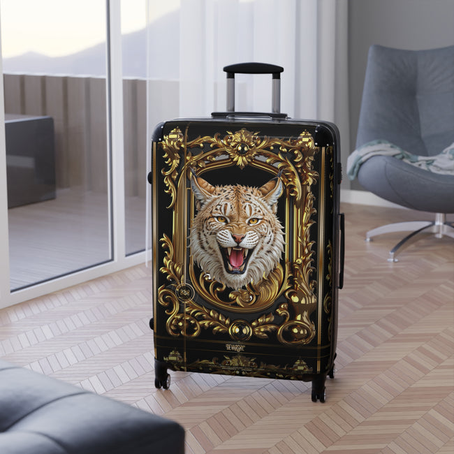 Lynx Cat Suitcase Golden Baroque Travel Luggage Carry-on Suitcase Premium Hard Shell Wheels Suitcase |  20EF551