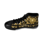 Men High Top Sneakers, Golden Lion Shoes, Black Sneakers, Men Canvas Shoes, Baroque Lion Sneakers, Black Hi Tops Shoes | D20140