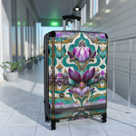 Pink Lotus Suitcase Carry-on Suitcase Floral Travel Luggage Turquoise Hard Shell Suitcase - D20159