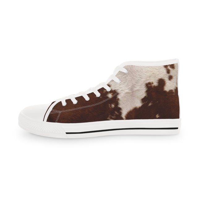 Cow Print Shoes, Best Selling High Top Sneakers, Unisex Canvas Shoes, Animal Print Sneakers, Cow Hide Shoes, Cow Print Sneakers, Unisex Hi Tops Shoes | 11222