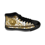 Golden Lion Men Shoes, Trendy High-top Sneakers, Black Canvas Shoes, Baroque Lion Sneakers, Baroque Canvas Shoes, Golden Lion Shoes | D20142