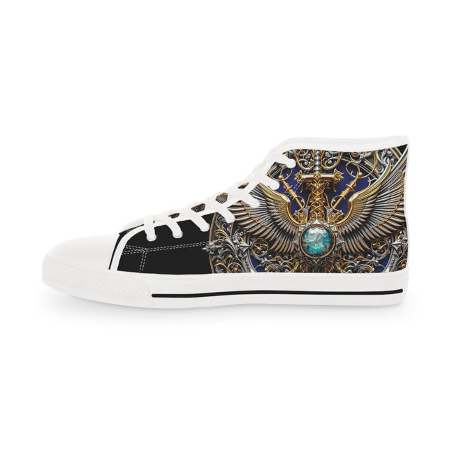 Baroque Wings Shoes, Trendy High Top Sneakers, Unisex Canvas Shoes, Fashionable Sneakers, Baroque Canvas Shoes, Coat of Arms Sneakers