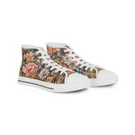 Baroque Fleur Shoes, Unisex High Top Sneakers, Floral Print Shoes, Baroque Florals Shoes, Unisex Canvas Shoes, Florals Sneakers | 104941