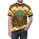 Baroque Aqua T-Shirt Unisex All Over Print Tee Decorative Gold Unisex T-Shirt | D20130