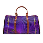 Travel Smarter Stay Organized with Faux Leather Travel Bag Violet Stripes Luggage PU Leather Bag Purple Duffle Bag | 100047E