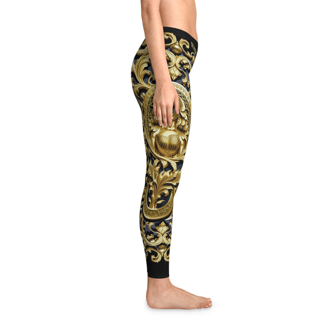 Baroque Angel Leggings Women Spandex Leggings Casual Wear Decorative Golden Leggings Women Lounge Wear | X3451