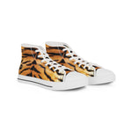 Tiger Print Shoes, Trendy High Top Sneakers, Fashionable Shoes, Animal Print Sneakers, Unisex Canvas Shoe, Tiger Print Sneakers | 100178