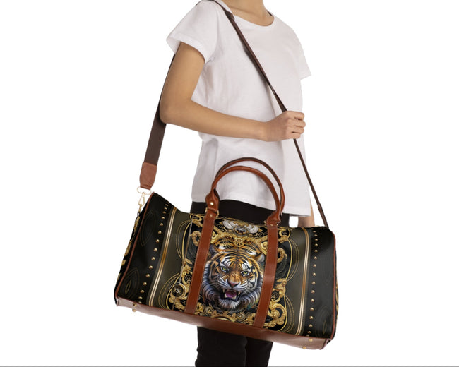 Baroque Tiger Bag, PU leather Bag, Tiger Print Bag, Waterproof Travel Bag, Gym Duffle Bag, Tiger Print Luggage, Travelers Best Gift | D20122