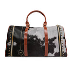 Step Up Your Style with Cowhide PU Leather Bag Brown Animal Print Bag Cow Print Luggage Faux Leather Duffle Bag | 11222E