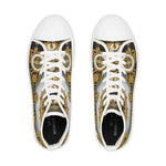 Majestic Baroque Shoes, Unisex High Top Sneakers, Decorative Canvas Shoes, Golden Baroque Sneakers, Trendy Unisex Shoes, Best Selling Sneakers | D20193