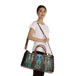 Unleash Your Inner Peacock with Peacock Print Faux Leather Bag Turquoise Peacock Luggage Duffle Bag | D20160