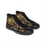 Men High Top Sneakers, Golden Lion Shoes, Black Sneakers, Men Canvas Shoes, Baroque Lion Sneakers, Black Hi Tops Shoes | D20140