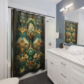 Emerald Baroque Shower Curtain Ornate Green Curtain Bathroom Curtain | D20155C
