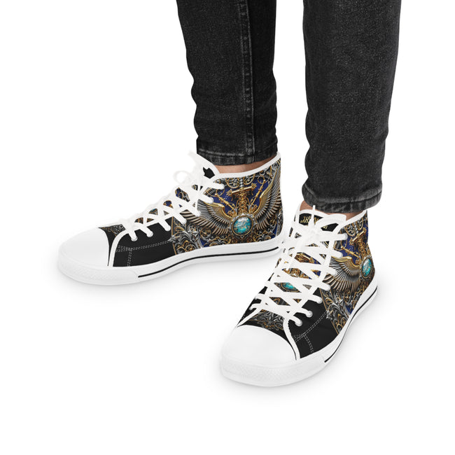 Baroque Wings Shoes, Trendy High Top Sneakers, Unisex Canvas Shoes, Fashionable Sneakers, Baroque Canvas Shoes, Coat of Arms Sneakers