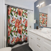 Floral Print Shower Curtain Watercolor Painted Floral Curtain for Bathroom | 10086B