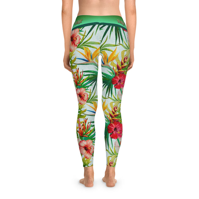 Floral Print Leggings Women Spandex Leggings Casual Wear Hibiscus Florals Leggings Best Gift Women Lounge Wear | 100865